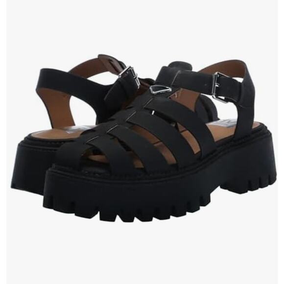 DV by Dolce Vita Shoes - .DV by Dolce Vita Loera Black Faux Leather Chunky Fisherman Sandals Size 9